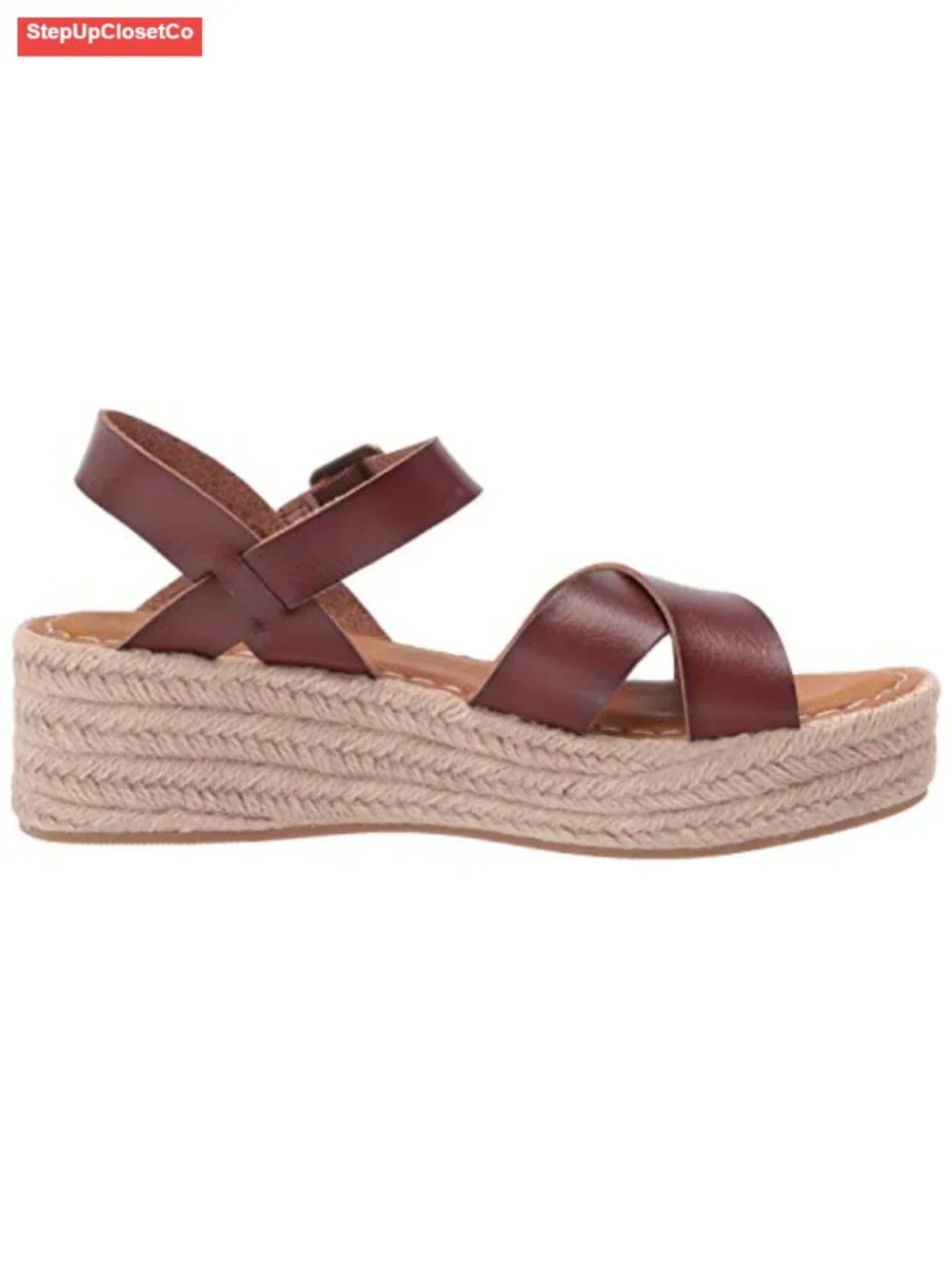 Espadrille Wedge Sandals with Memory Foam Insole - Adjustable Ankle Strap
